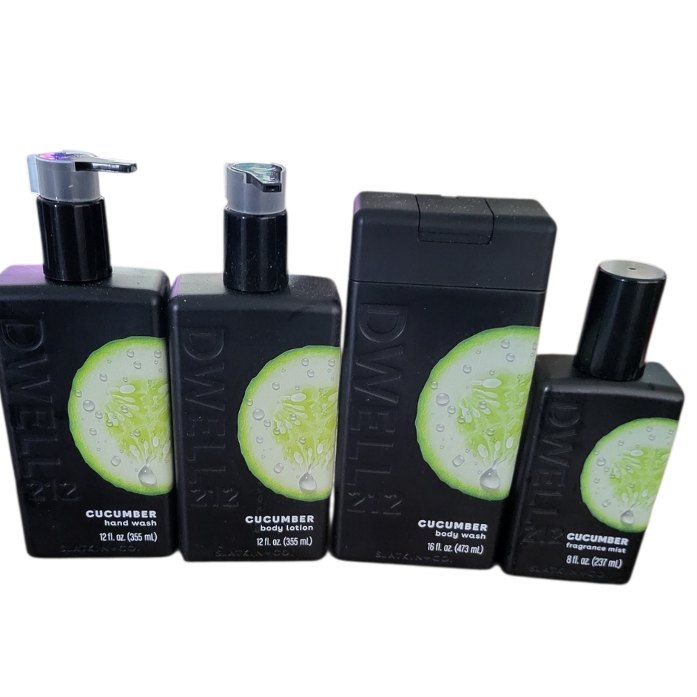 DW Home Cucumber Bath & Body Set Hand Wash Lotion Body Wash Mist NIB